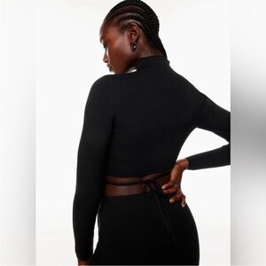 Babaton Black Sculpt Knit Tie-Back Longsleeve